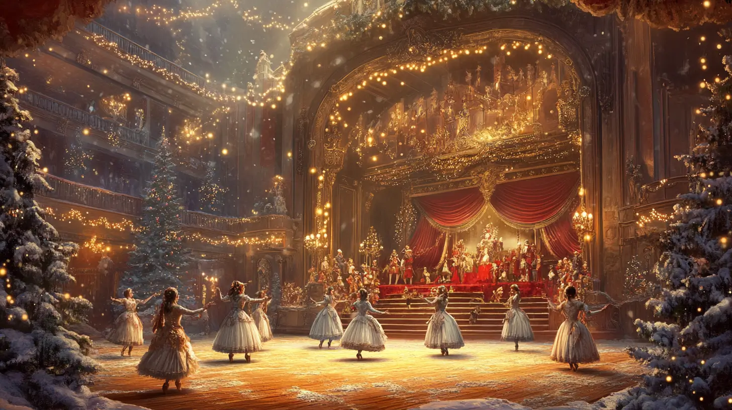 The Nutcracker ballet with dancers in a theater setting