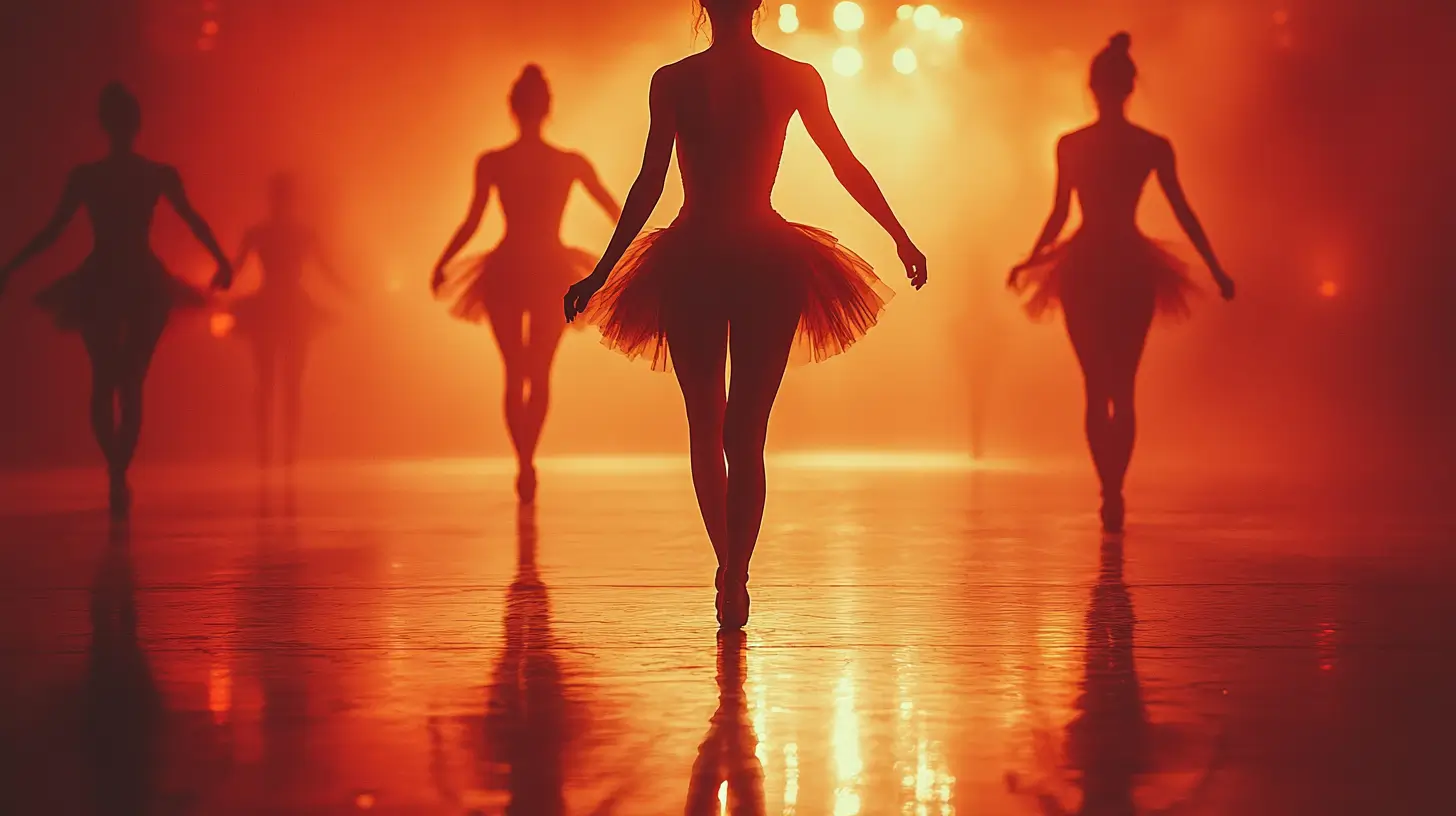 Dancers practicing pirouettes in a studio